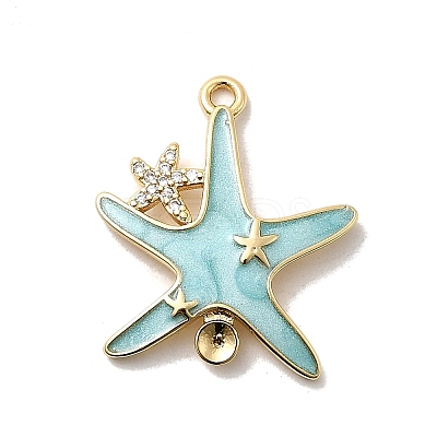 Starfish Brass Micro Pave Cubic Zirconia Pendant Rhinestone Settings KK-H089-25G-1