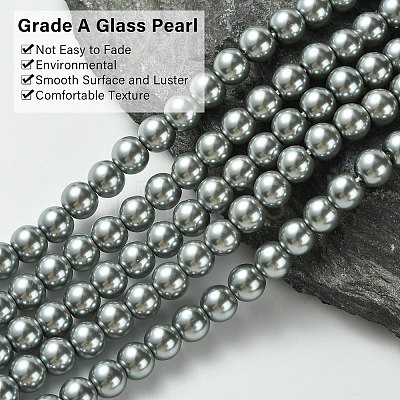 Eco-Friendly Dyed Glass Pearl Beads Strands HY-A008-6mm-RB076-1