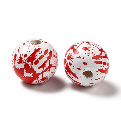 Halloween Theme Printed Natural Wooden Beads WOOD-L020-C01-1