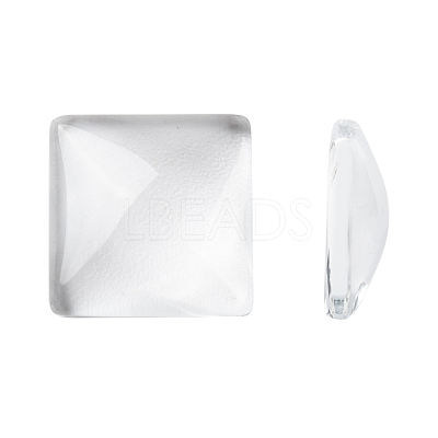 Transparent Clear Glass Square Cabochons X-GGLA-A001-15mm-1