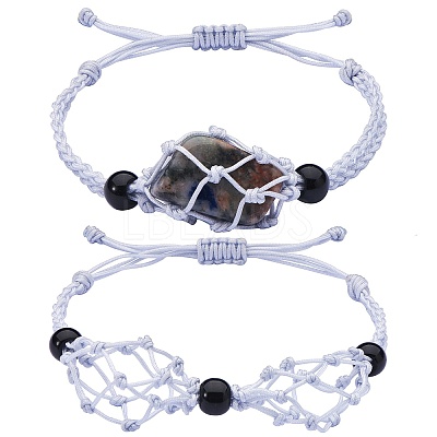 Adjustable Braided Nylon Cord Macrame Pouch Bracelet Making AJEW-SW00013-08-1