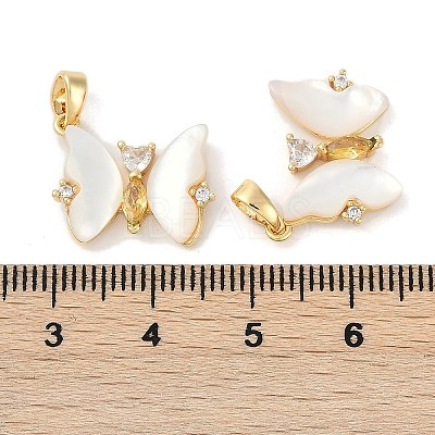 Natural White Shell Butterfly Pendants KK-U043-26G-1