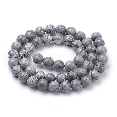 Natural Map Stone/Picasso Stone/Picasso Jasper Beads Strands G-S259-09-12mm-1