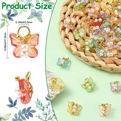 50Pcs Transparent Acrylic with ABS Plastic Pearl Charms PALLOY-CJ00181-1