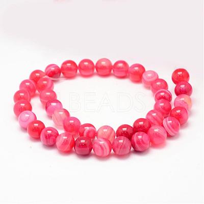 Natural Striped Agate/Banded Agate Bead Strands G-K155-B-8mm-09-1