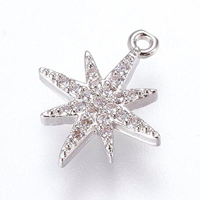 Brass Micro Pave Cubic Zirconia Charms ZIRC-G116-09P-1