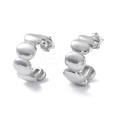 Non-Tarnish 304 Stainless Steel Oval Stud Earrings LS-EJEW-H115-25P-1