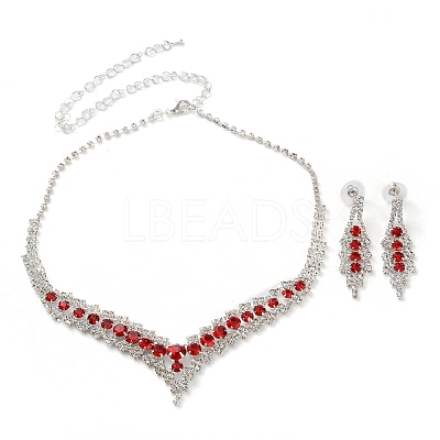 Alloy Rhinestone Necklaces & Stud Earring Sets for Women SJEW-U001-01P-01-1