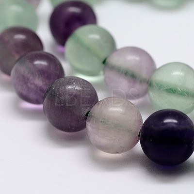 Natural Rainbow Fluorite Bead Strands G-P255-01-8mm-1