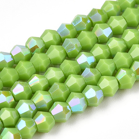 Opaque Solid Color Electroplate Glass Beads Strands EGLA-A039-P2mm-L21-1