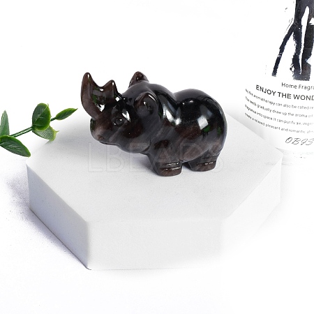 Natural Obsidian Carved Rhinoceros Statue PW-WG44714-03-1
