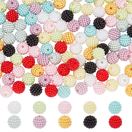  400Pcs 10 Colors Resin Imitation Pearl Beads RESI-NB0002-03-1