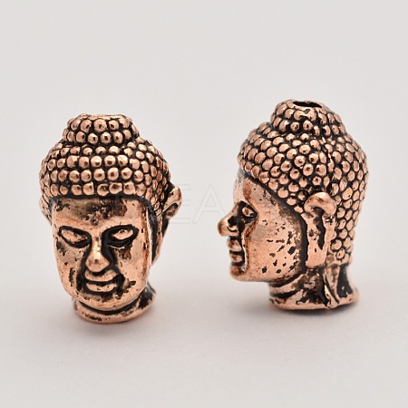 Alloy 3D Buddha Head Beads X-PALLOY-G052-ARG-1