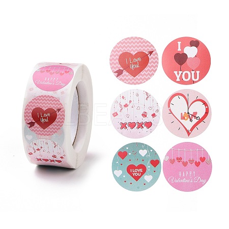 Valentine's Day Round Paper Stickers X-DIY-I107-03A-1
