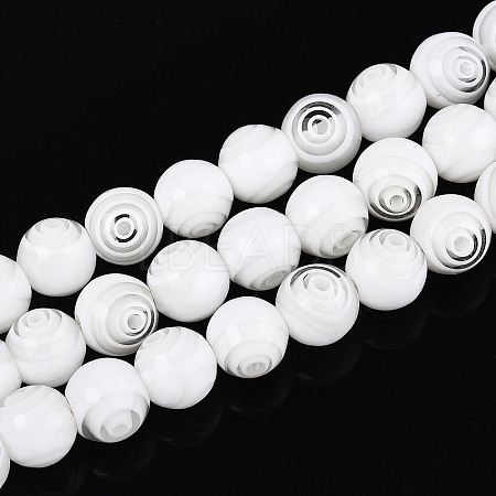 Handmade Millefiori Glass Round Beads Strands LK-R004-93E-1