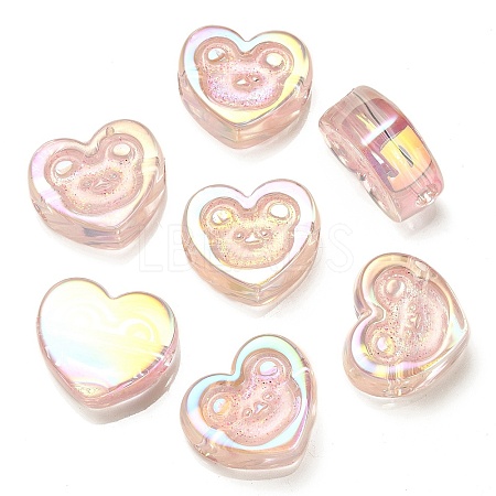 UV Plating Rainbow Iridescent Acrylic Beads OACR-G012-11D-1
