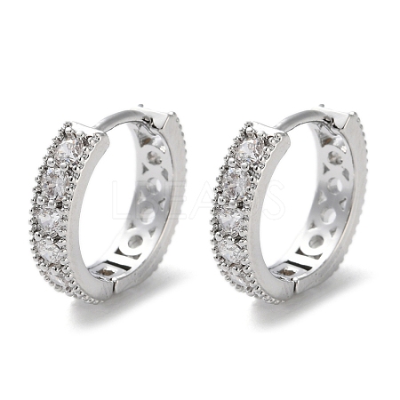 Brass Micro Pave Clear Cubic Zirconia Hoop Earrings EJEW-C121-07P-1