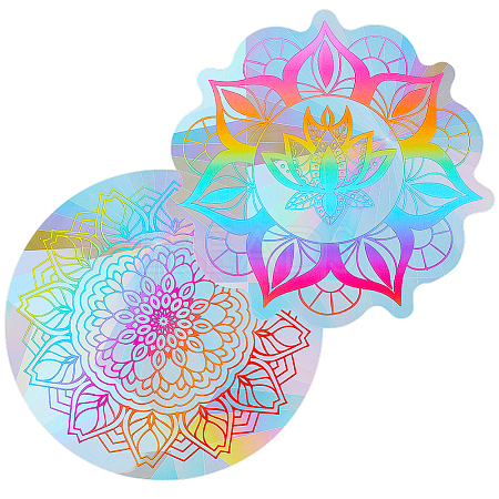 Gorgecraft 2Pcs 2 Styles PET Rainbow Window Clings Stickers DIY-GF0007-64-1