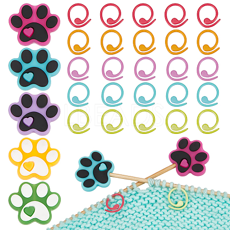 Dog Paw Print Silicone Knitting Needle Stoppers DIY-NB0010-74-1