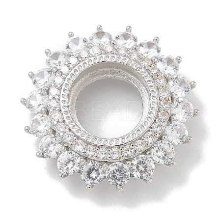 Rack Plating Brass Micro Pave Clear Cubic Zirconia Cabochon Connector Setttings KK-L224-027P-02-1