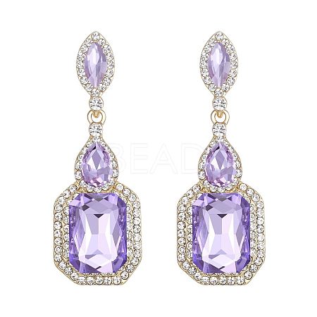 Brass Rhinestone Dangle Stud Earrings FS-WG9D6B6-14-1