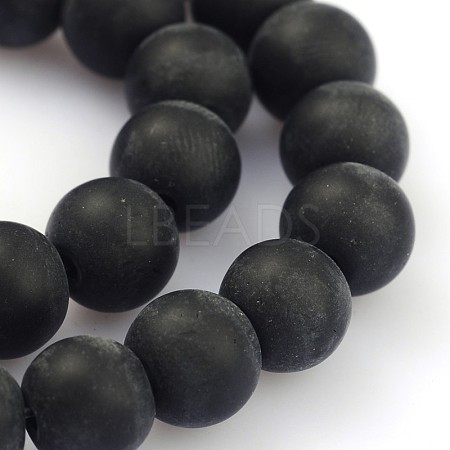Frosted Glass Round Bead Strands GLAA-J064-8mm-02-1