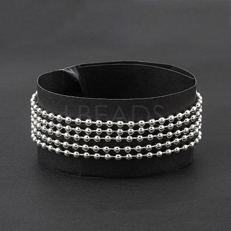 304 Stainless Steel Ball Chains Multi-strand Bracelet for Women BJEW-G669-11S-1