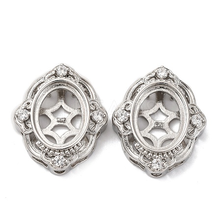 Brass Micro Pave Clear Cubic Zirconia Cabochon Settings KK-U074-03P-1