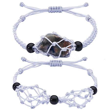 Adjustable Braided Nylon Cord Macrame Pouch Bracelet Making AJEW-SW00013-08-1