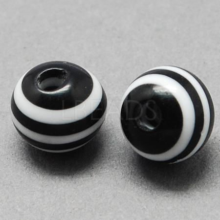 Round Striped Resin Beads RESI-R158-12mm-11-1