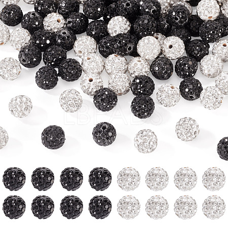 100Pcs 2 Colors Pave Disco Ball Beads RB-TA0001-28-1