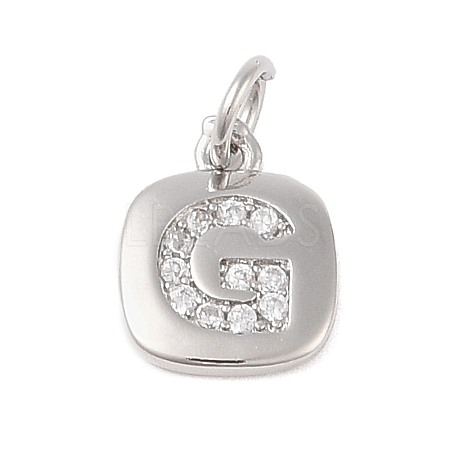 Rack Plating Brass Micro Pave CLear Cubic Zirconia Charms KK-E110-14P-G-1