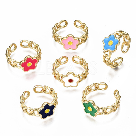 Brass Enamel Cuff Rings RJEW-N035-007-NF-1