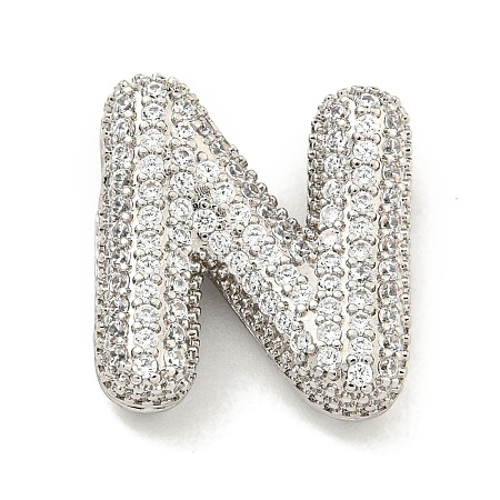 Platinum Plated Brass Micro Pave Cubic Zirconia Pendants KK-L073-001P-N-1