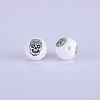Printed Round with Skull Pattern Silicone Focal Beads SI-JX0056A-196-1