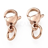Ion Plating(IP) 304 Stainless Steel Lobster Claw Clasps X-STAS-G240-01A-RG-2