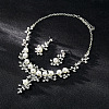 Flower Alloy & Plastic Pearl & Crystal Rhinestone Pendant Necklaces & Stud Dangle Earrings Sets FS-WG18295-01-2