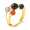 4Pcs 4 Style Natural Mixed Gemstone Braided Bead Finger Rings Set RJEW-TA00083-2