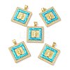 Rack Plating Brass Micro Pave Cubic Zirconia with Synthetic Opal Pendants KK-D088-33G-1