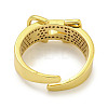 Rack Plating Brass Micro Pave Cubic Zirconia Belt Shape Open Cuff Rings for Women RJEW-F162-10G-3