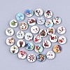 2-Hole Printed Natural Wood Buttons WOOD-S045-144-2