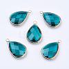 Golden Tone Brass Glass Teardrop Pendants GLAA-M006-A-03G-1