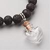 Lava Rock Bead Charm Bracelets BJEW-JB02602-3