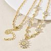 Brass Pave Cubic Zirconia Flower Pendant Necklaces NJEW-C121-04C-G-1
