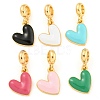 Rack Plating Alloy Enamel Heart European Dangle Charms FIND-B034-20G-1