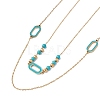Enamel Charms Double Layer Necklace with Synthetic Turquoise Beaded NJEW-P269-20D-G-2