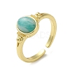 Natural Mixed Gemstone Oval Open Cuff Rings RJEW-M155-07G-5