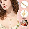 Adjustable 304 Stainless Steel Cable Chain Necklaces Flower & Bees Alloy Charm Lariat Necklaces for Women NJEW-TAC0017-02-8