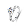 Rhodium Plated 925 Sterling Silver Micro Pave Moissanite Finger Rings WG64EDC-15-3