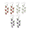 3 Pairs Fruit Gemstone & Acrylic Dangle Earrings EJEW-TA00472-1